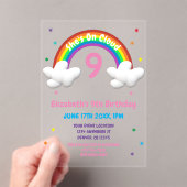 クラウド9上！レインボー誕生日 アクリル招待状 (インサイチュ (ポータブル))