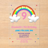 クラウド9上！レインボー誕生日 アクリル招待状 (正面)