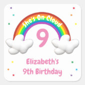 クラウド9上！レインボー誕生日 スクエアシール (正面)