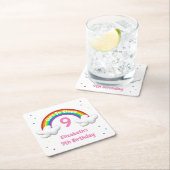 クラウド9上！レインボー誕生日 スクエアペーパーコースター (インサイチュ)