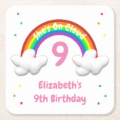 クラウド9上！レインボー誕生日 スクエアペーパーコースター (正面)