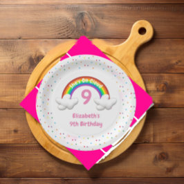 クラウド9上!レインボー誕生日 ペーパープレート