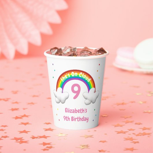 クラウド9上！レインボー誕生日 紙コップ (インサイチュ)