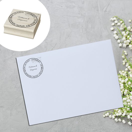 クラウド9結婚のブライダル名ラウンド差出人住所 ラバースタンプ