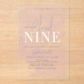 クラウド9金ゴールドスターズピンクガール赤ちゃんシャワー アクリル招待状 (正面)