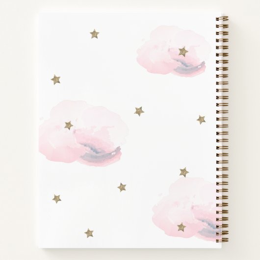 クラウド9金ゴールドスターズピンクギールベビーシャワーゲストブック ノートブック (裏面)