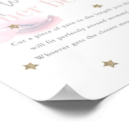 クラウド9金ゴールドスターピンク赤ちゃんシャワーどのように大きな腹 ポスター (角)