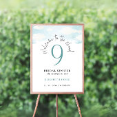 クラウド9青と白のブライダルシャワーへようこそ ポスター