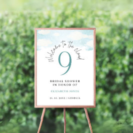 クラウド9青と白のブライダルシャワーへようこそ ポスター