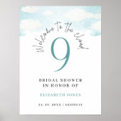 クラウド9青と白のブライダルシャワーへようこそ ポスター (正面)