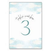 クラウド9青と白のブライダルシャワー3 テーブルナンバー (正面)