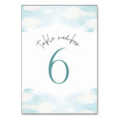 クラウド9青と白のブライダルシャワー6 テーブルナンバー (裏面)