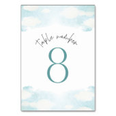 クラウド9青と白のブライダルシャワー8 テーブルナンバー (裏面)