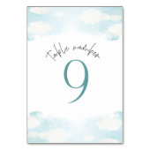 クラウド9青と白のブライダルシャワー9 テーブルナンバー (裏面)