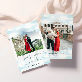 クラウド9青と白のブライダルショウサンキューカード 招待状