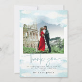 クラウド9青と白のブライダルショウサンキューカード 招待状 (正面)