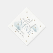 クラウド9 ゴールド スター ブルー 水彩 結婚前のお祝い スタンダードカクテルナプキン (角)
