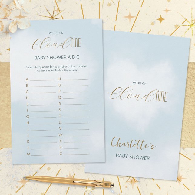 クラウド9 セレステブルー ベビーシャワーABCゲーム (Cloud 9 Celestial Blue Baby Shower ABC Game ©Susanne Sachers - Sunny Mind 🌞)