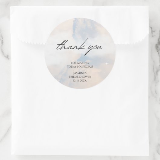 クラウド9 パステル グラデーション ブライダルシャワーありがとう ラウンドシール (バッグ)