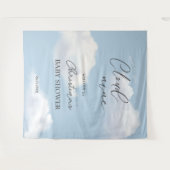 クラウド9 ブルーボーイベイビーシャワーのウェルカムサイン タペストリー (正面(横))