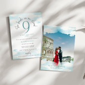 クラウド9 ブルー＆ホワイト ブライダルシャワー 招待状