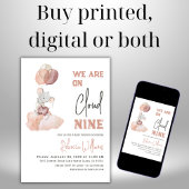 クラウド9 ベージュの風船　男女どちらでも使えるベビーシャワーパーティー 招待状