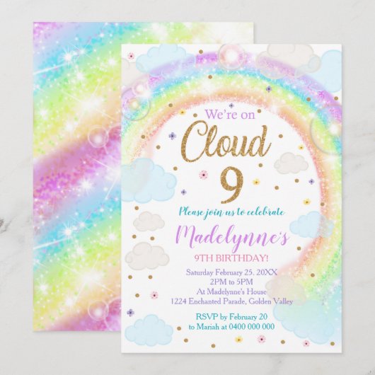 クラウド9 招待状 レインボー クラウド 招待状 (正面/裏面)