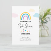 クラウド&スターズレインボー男の赤ちゃんベビーシャワーインヴィータ 招待状 (スタンド正面)