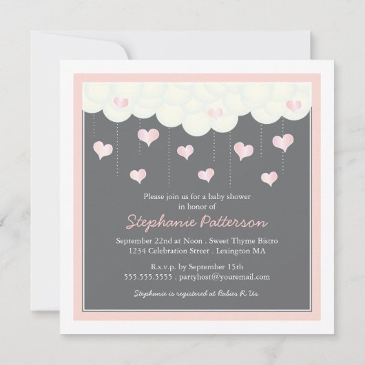 クラウド&ハートズガール招待状 招待状 (裏面)