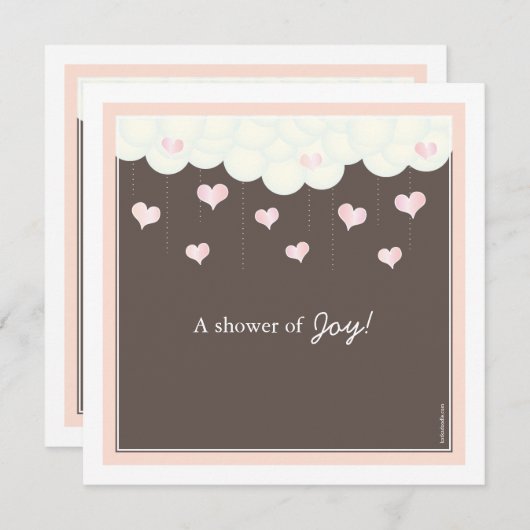 クラウド&ハートズベビーシャワーフォーガール招待状 招待状 (正面/裏面)