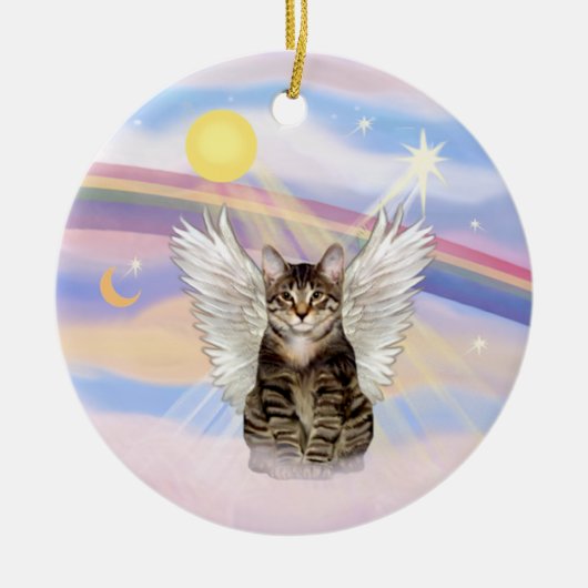 クラウド - ブラウンタビー トラ猫の天使 セラミックオーナメント (正面)