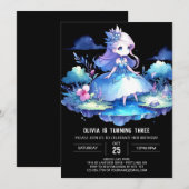 クラウンおもしろいプリンセス誕生日 招待状 (正面/裏面)