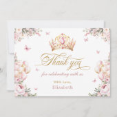 クラウンかわいらしプリンセスガール誕生日サンキューカード 招待状 (正面)