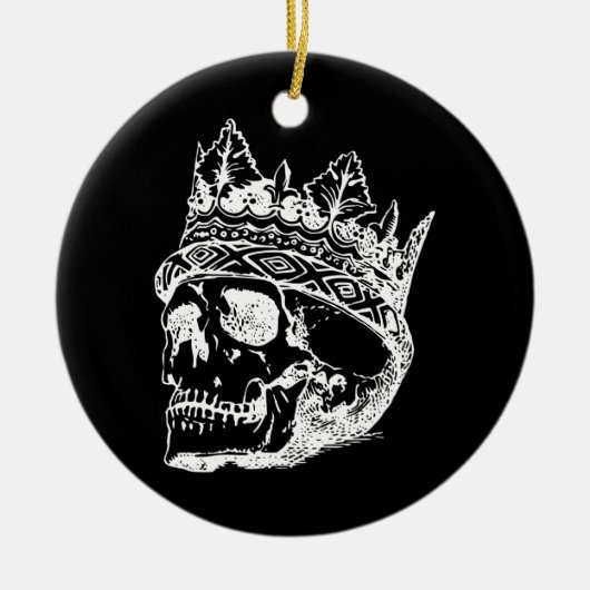 クラウンが付いたスケルトンヘッド セラミックオーナメント (正面)