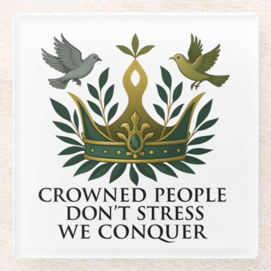 クラウンされた人々はストレスコースター ガラスコースター (正面)