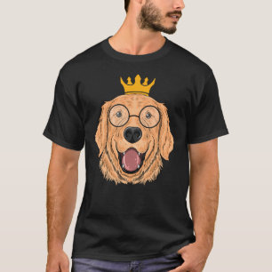 クラウンとサングラスを着たゴールデンレトリバー Tシャツ