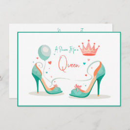 クラウンとハイヒール – グラマラスなピンク&ミントテーマ 招待状