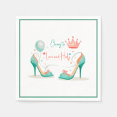 クラウンとハイヒール - ゴージャスなピンク＆ミントのテーマ スタンダードカクテルナプキン (正面)