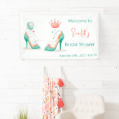 クラウンとハイヒール - ゴージャスなピンク＆ミントのテーマ 横断幕 (インサイチュ)