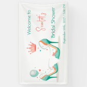 クラウンとハイヒール - ゴージャスなピンク＆ミントのテーマ 横断幕 (縦)