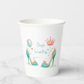 クラウンとハイヒール - ゴージャスなピンク＆ミントのテーマ 紙コップ (正面)