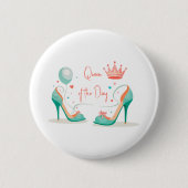 クラウンとハイヒール - ゴージャスなピンク＆ミントのテーマ 缶バッジ (正面)