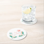 クラウンとハ>イ ヒール - ゴージャスなピンク＆ミントのテーマ ラウンドペーパーコースター (インサイチュ)