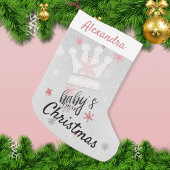 クラウンとピンクスノーフレーク初めてのクリスマス スモールクリスマスストッキング