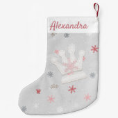 クラウンとピンクスノーフレーク初めてのクリスマス スモールクリスマスストッキング (裏面)