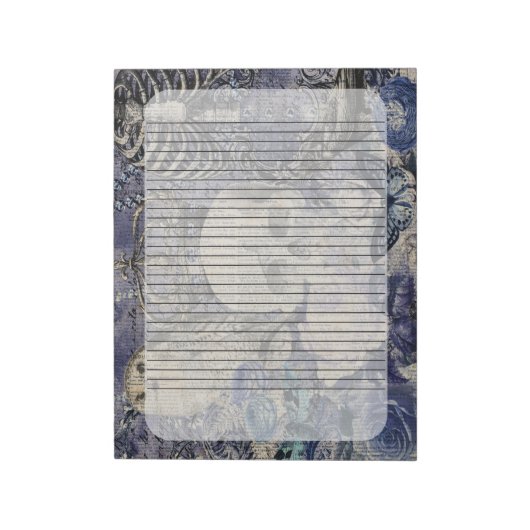 クラウンとフクロウのハロウィーンスカル ノートパッド (回転)