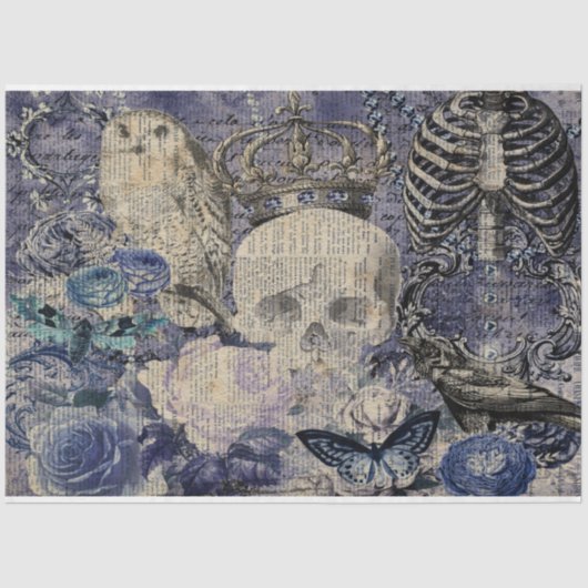 クラウンとフクロウのハロウィーンスカル 薄葉紙 (正面)