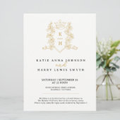 クラウンと結婚フォレージの黒金ゴールドの白 招待状 (スタンド正面)