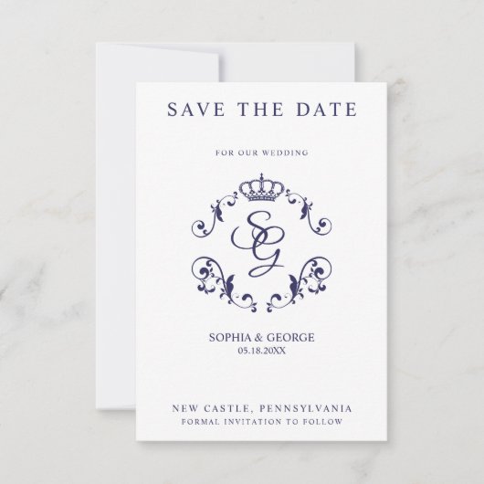 クラウンと縁どイニシャル付きブルー装飾品 (正面)