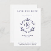 クラウンと縁どイニシャル付きブルー装飾品 (正面/裏面)